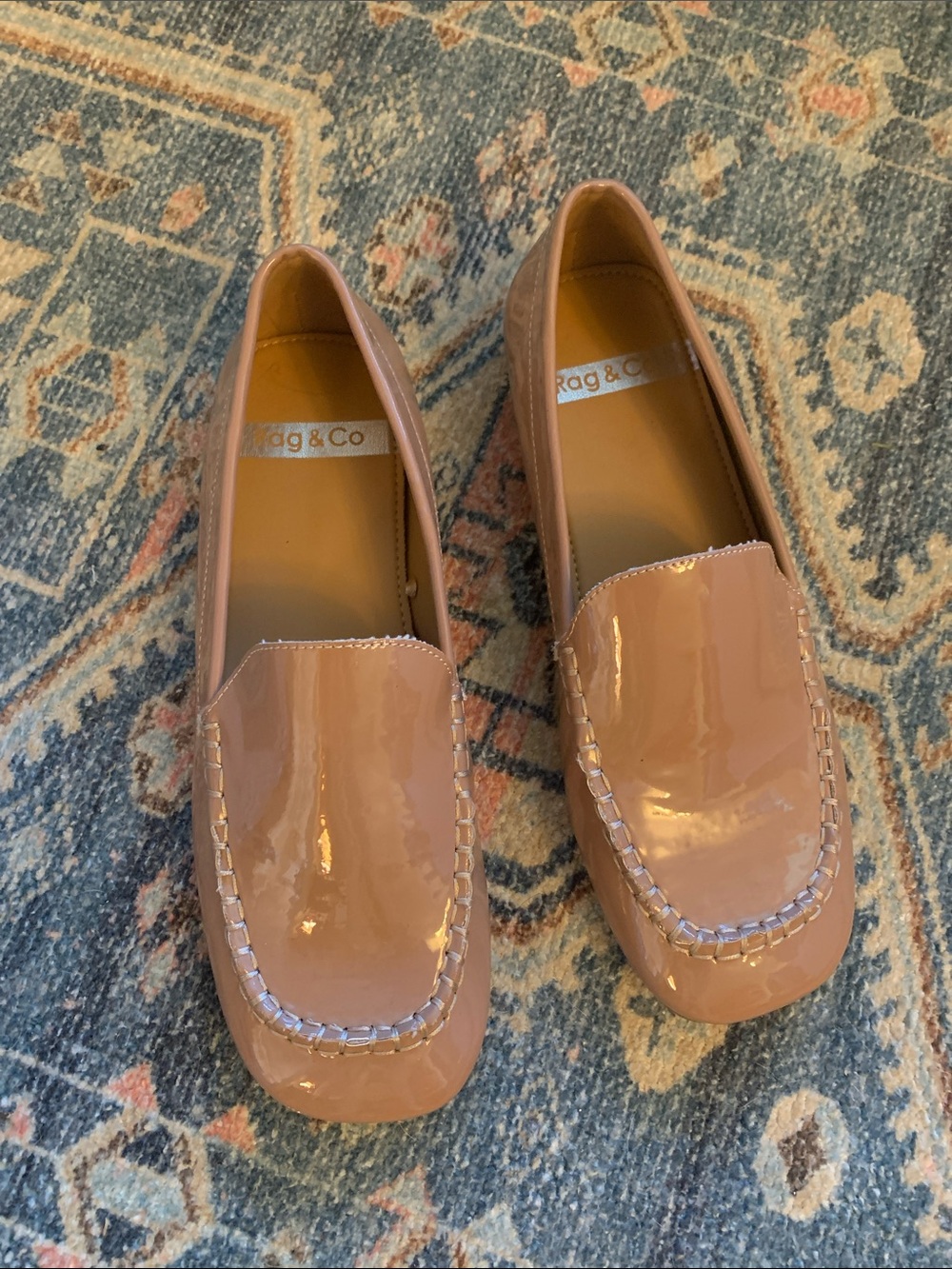 Rag & Co Nude Patent Loafers - Sleek Women’s Slip-Ons